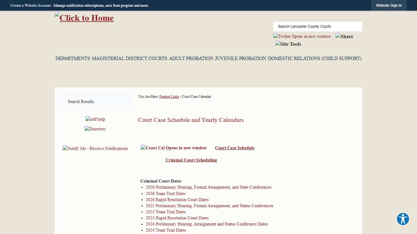 Court Case Schedule and Yearly Calendars | Lancaster County Courts, PA - Official Website
